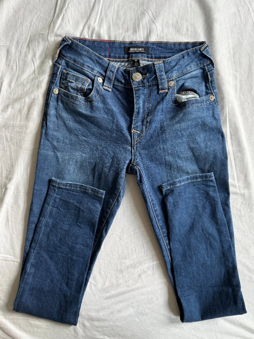 2000s Vintage Dark Wash Mid Rise Skinny True Religion Jeans